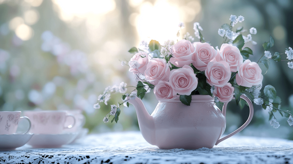 flowers in a teapot