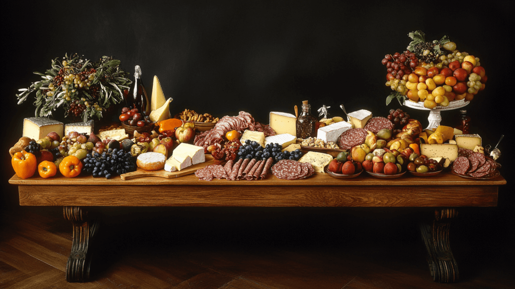 formal grazing table spread