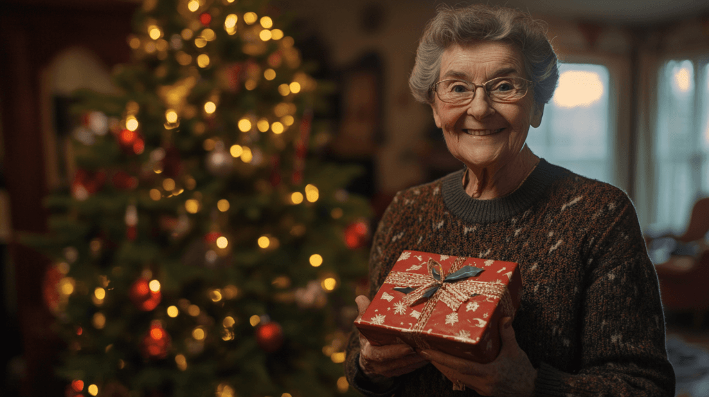 Grandma holding a present 