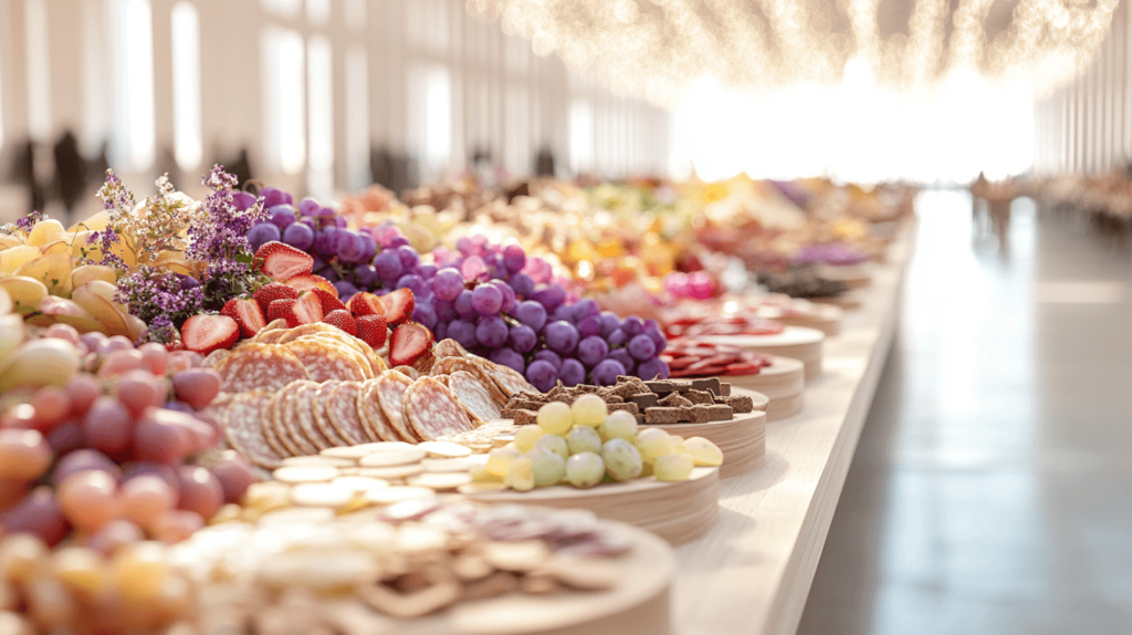 long shot of a grazing table