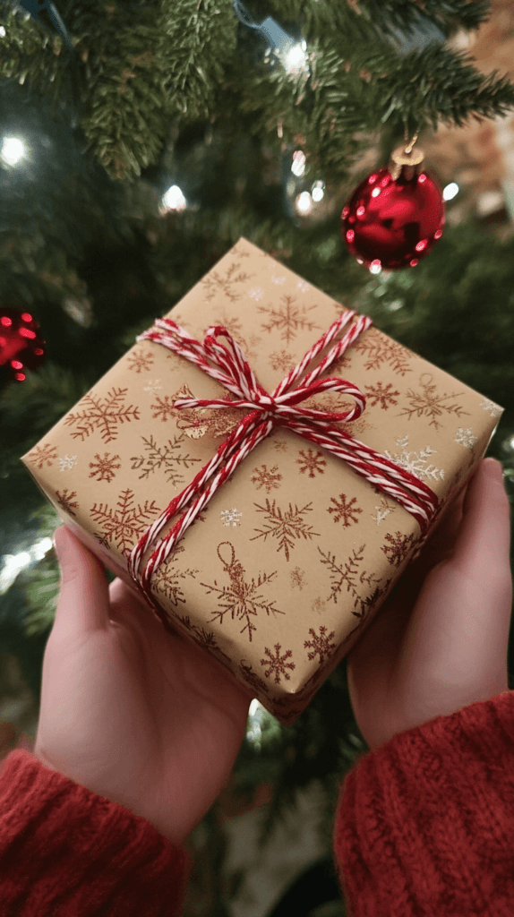 wrapped gift box in hands