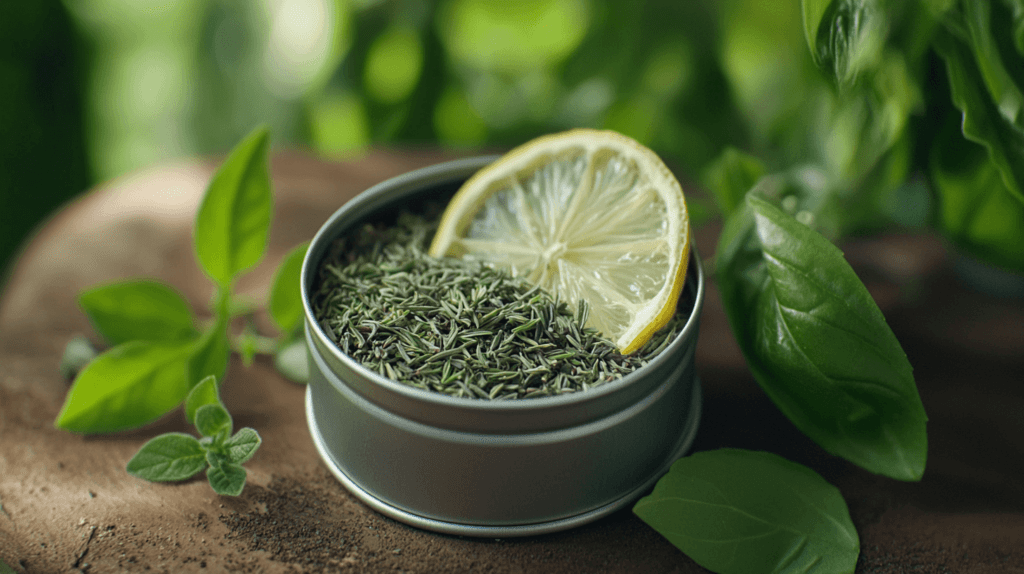 herbal garden in a tin