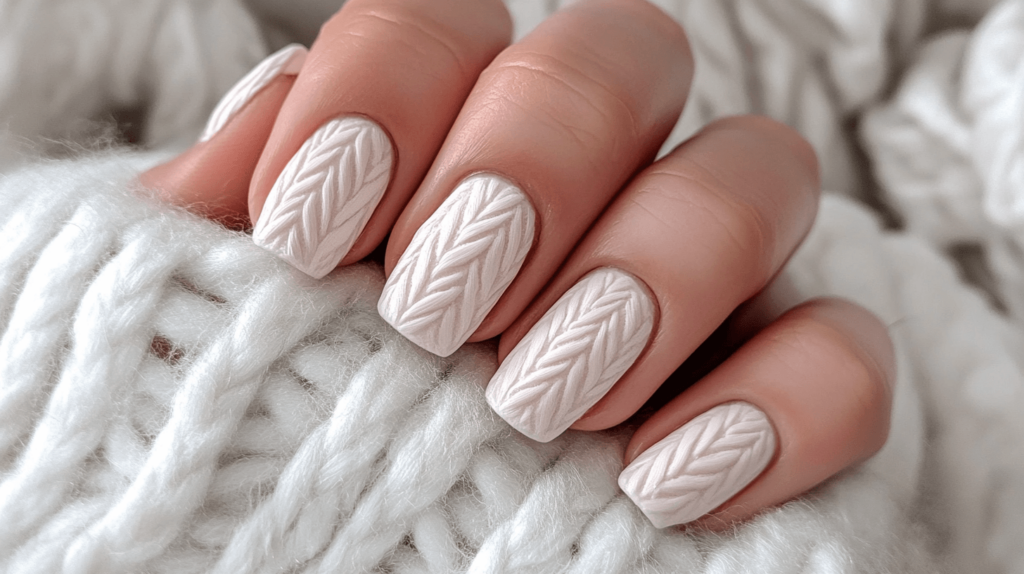 winter nails cable knit