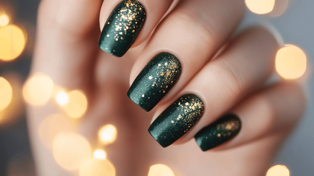 green glitter manicure