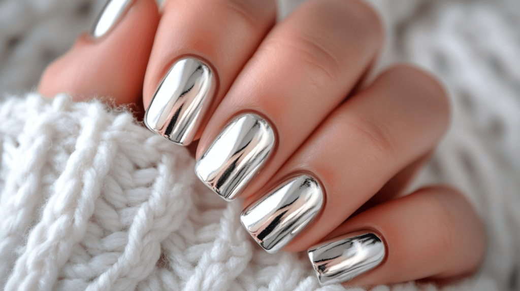 nails in a metallic silver