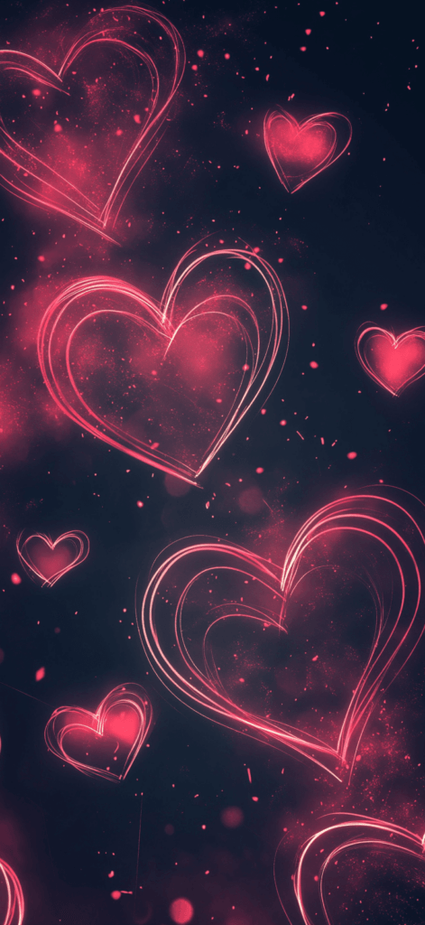 neon hearts; valentines day wallpaper backgrounds