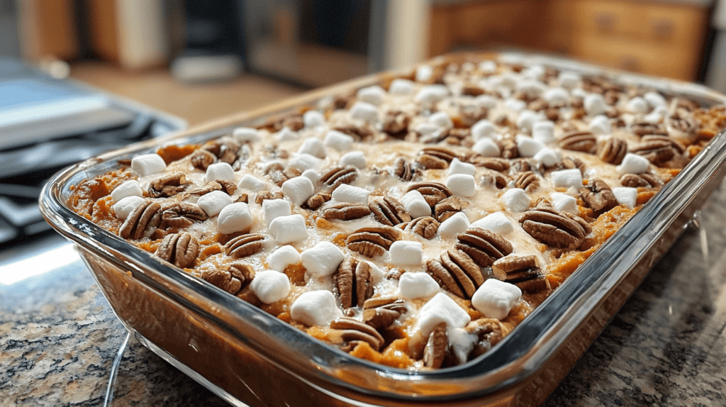 pecan and marshmallow sweet potato casserole