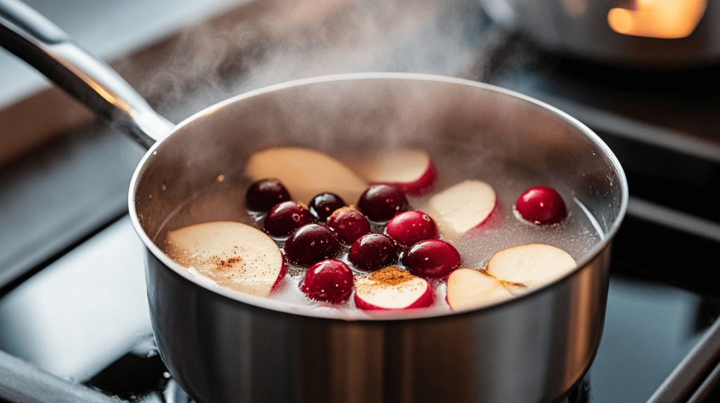 apple cranberry on the stove