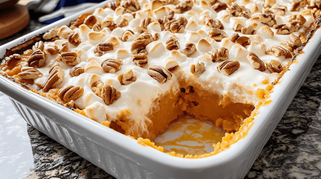 scooped out sweet potato casserole