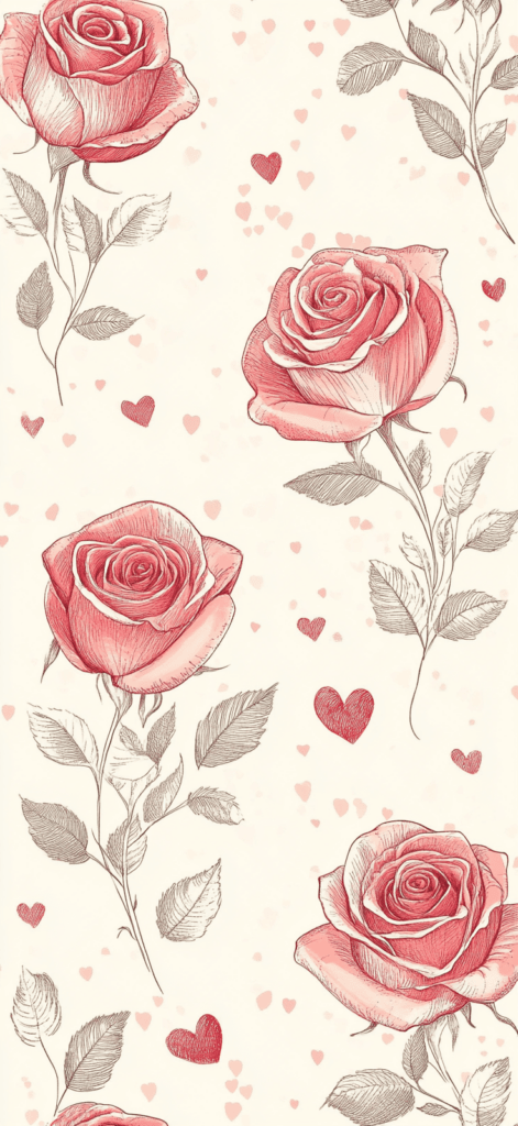 sketch roses; Valentine's Day wallpaper backgrounds