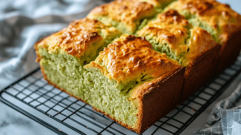 sliced avocado bread on a cooling rack