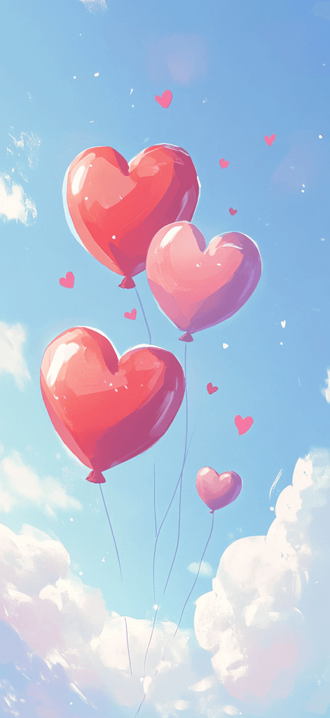 string heart balloons; valentines day wallpaper backgrounds