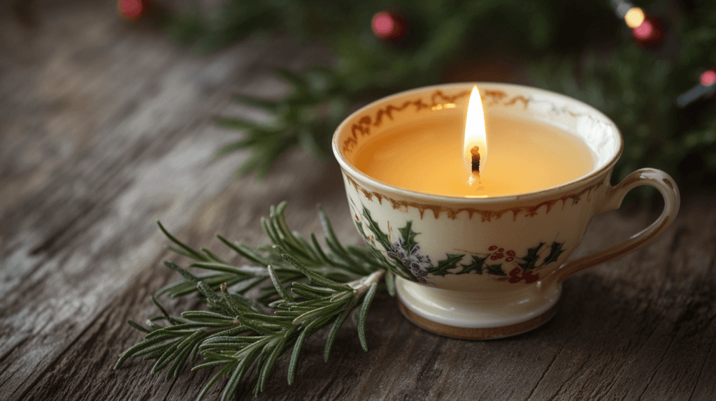 tea cup DIY Christmas candle