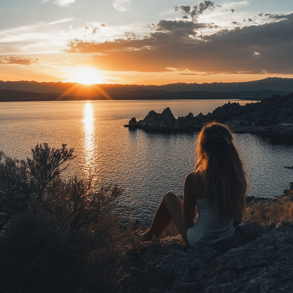 woman looking out at the water