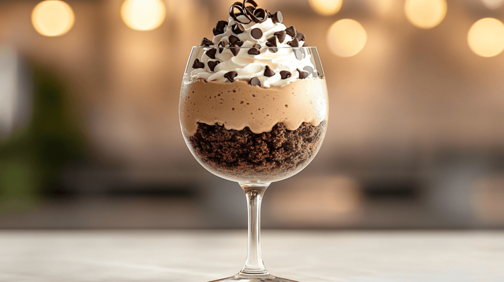 chocolate mouse layered in a glass