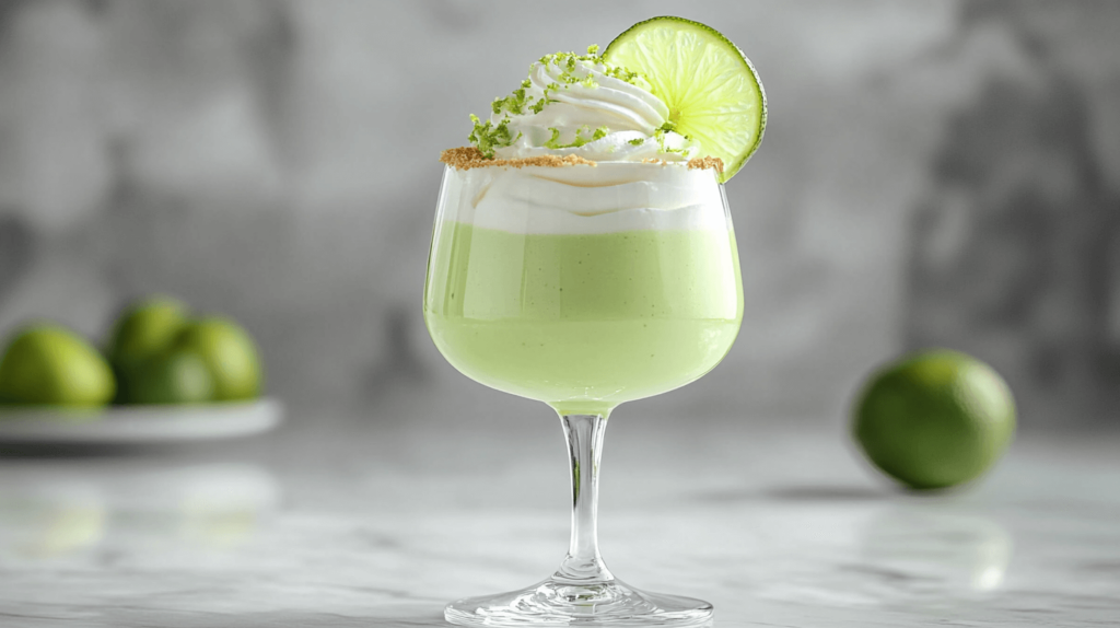 key lime pie dessert in a wine glass