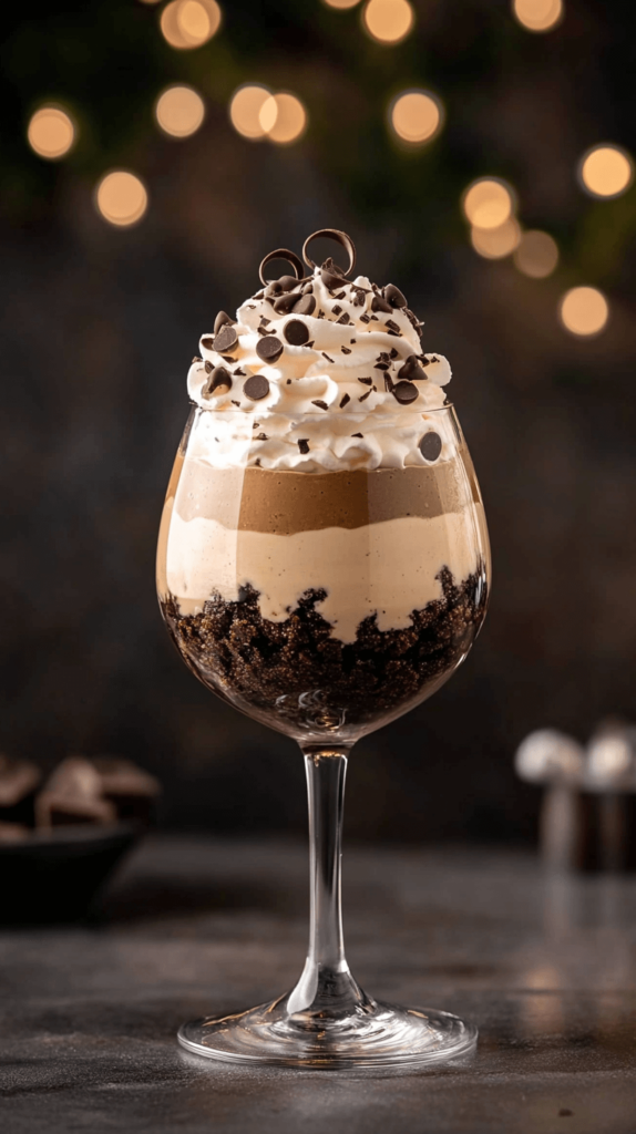 wine glass layered chocolate mouse