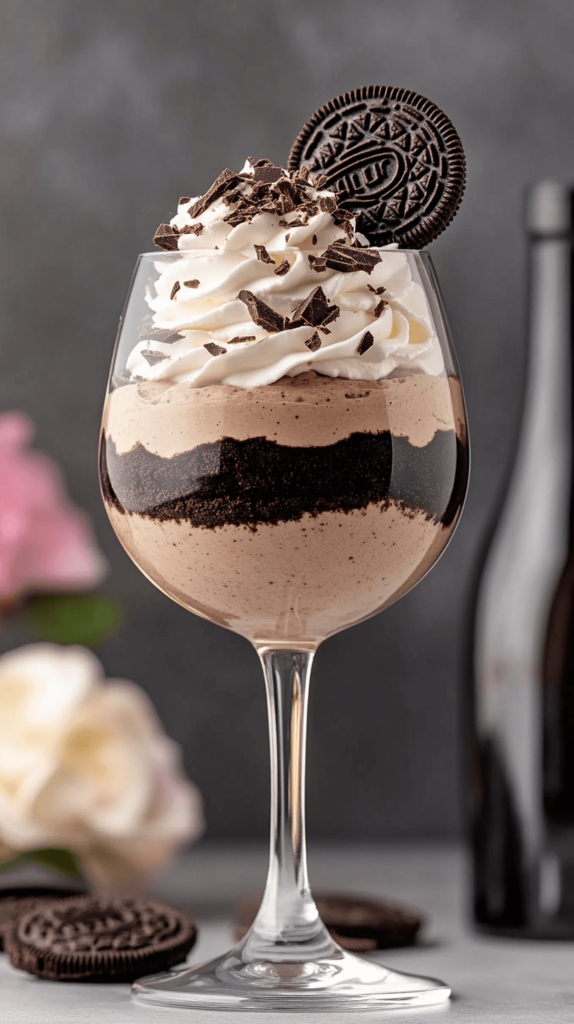 oreo dessert in a wine glass