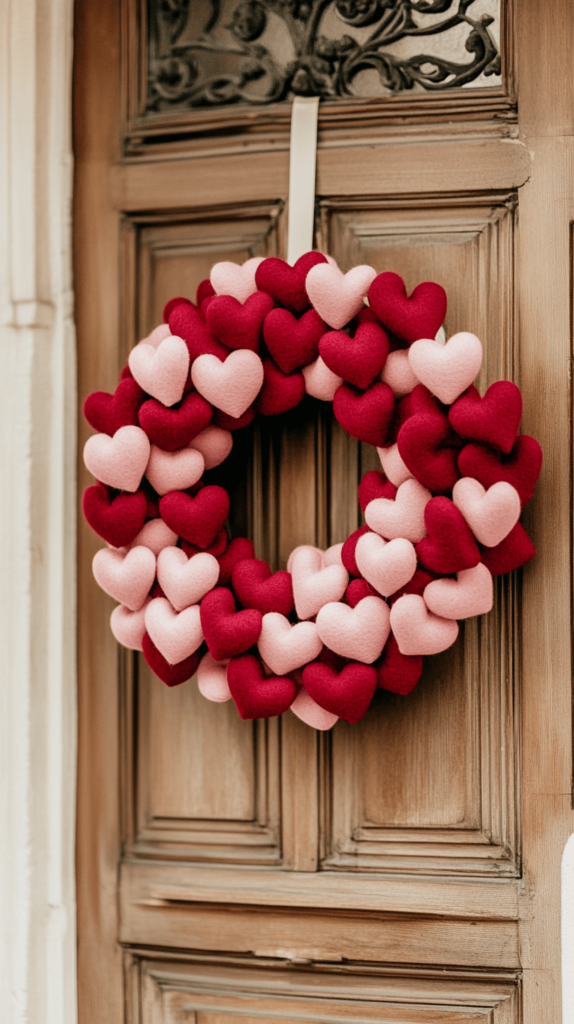 valentine heart wreath on door