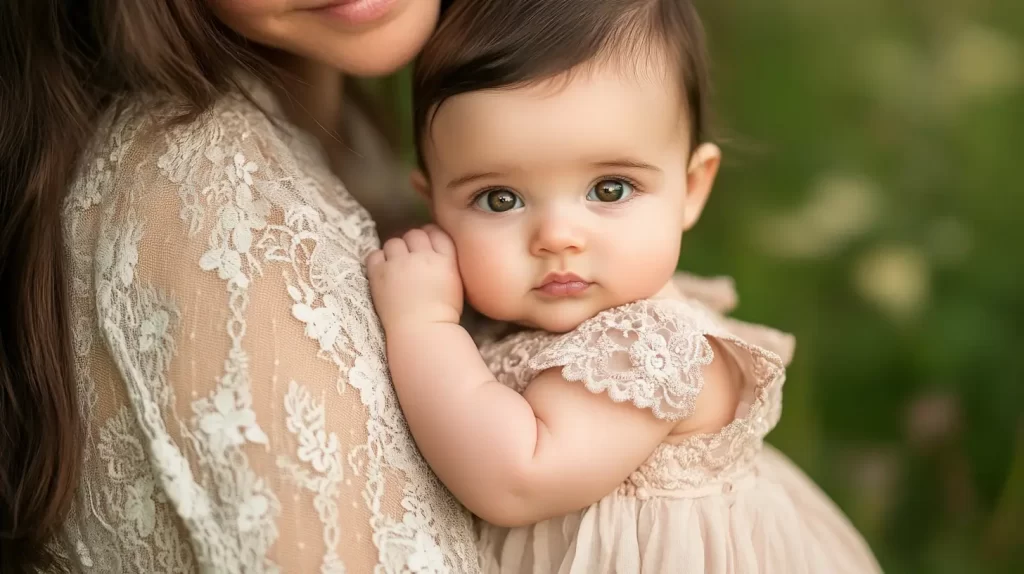 mom holding a baby in her arms