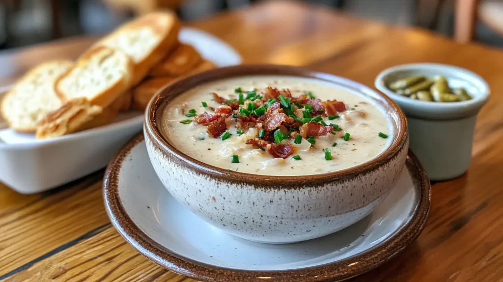 clam chowder bowl and bread