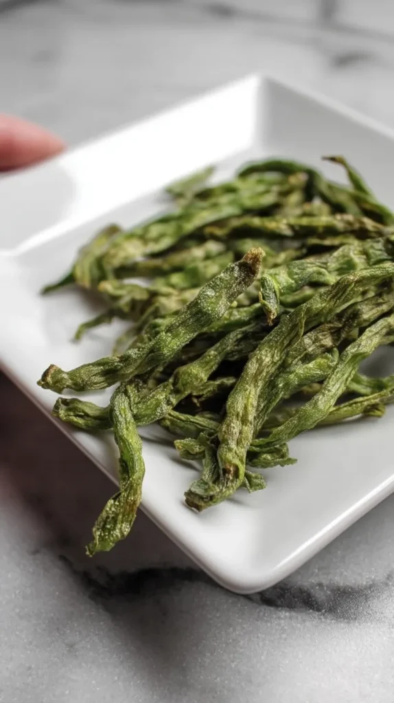 plate of dehydrated green beans