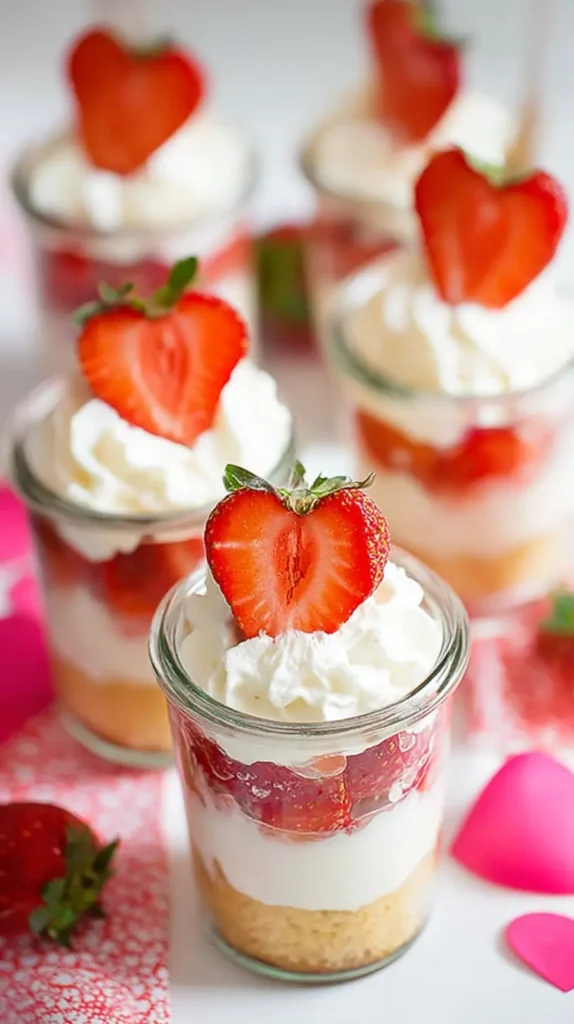 heart strawberry dessert cups
