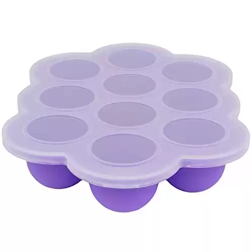 WeeSprout Silicone Freezer Tray with Clip on Lid Perfect Food Storage Container for Homemade Baby Food, Vegetable, Fruit Purees, and Breast Milk (Bright Purple, Ten 1.5 Ounce Sections)