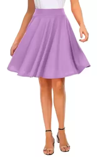 Women's Casual Stretchy Flared Midi Skater Skirt