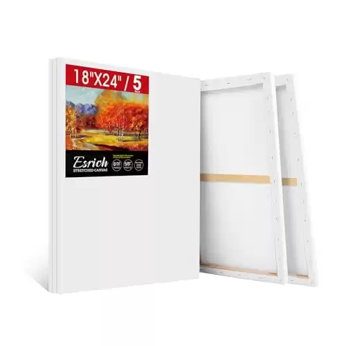 Stretched Canvas for Painting 18x24 Inch, 5-Pack Large Canvas