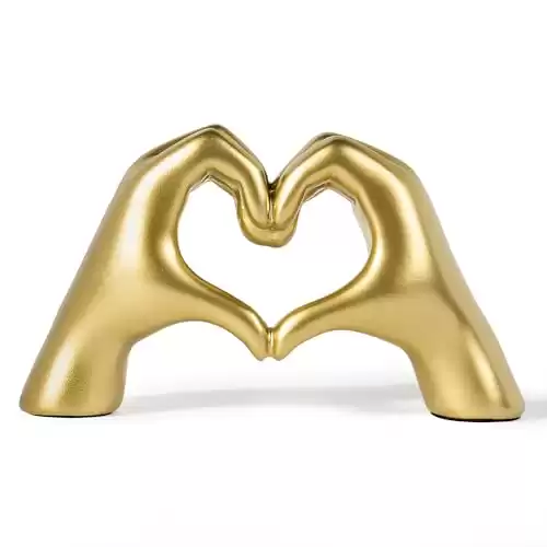 Heart Hands Sculpture - Home Gold Decor