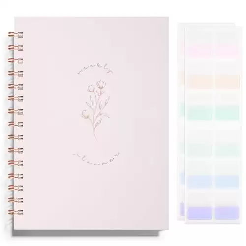 Undated Weekly and Monthly Planner Spiral Bound- Weekly Goals Planner Notebook, Weekly To Do List, Habit Tracker Journal, Academic, Aesthetic, Stylish School or Office Supplies (6.1" x 8.4" ...