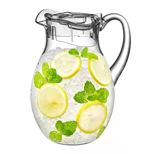 Amazing Abby Bubbly Acrylic Pitcher (72 oz), Clear Plastic Water Pitcher with Lid, Fridge Jug, BPA-Free, Shatter-Proof, Great for Iced Tea, Sangria, Lemonade, Juice, Milk, and More