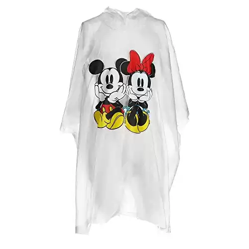 Disney Adult Mickey Minnie Sitting Family Rain Poncho Raincoat Keep Dry Clear