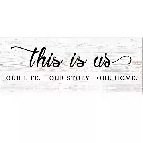 Jetec This is Us Wooden Wall Sign Family Wall Plaques Inspiration Wood Sign Farmhouse Entryway Sign Rustic Wall Plaques Art with Quotes for Living Room Bedroom Christmas Decorations(Antique White)