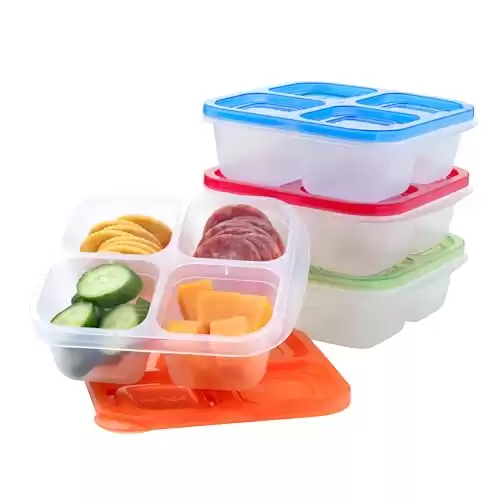 Bentgo Easyboxes 4-Compartment Snack Containers - 8-Piece Set with 4 Trays & 4 Custom-Fit Lids to Seal in Freshness - Reusable Food Storage & Meal Prep Bento BPA-Free Containers (Classic)