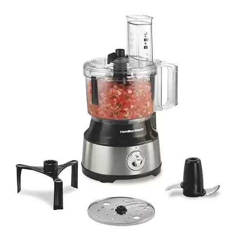 Hamilton Beach Food Processor & Vegetable Chopper for Slicing, Shredding, Mincing, and Puree, 10 Cups + Easy Clean Bowl Scraper, Black and Stainless Steel (70730)