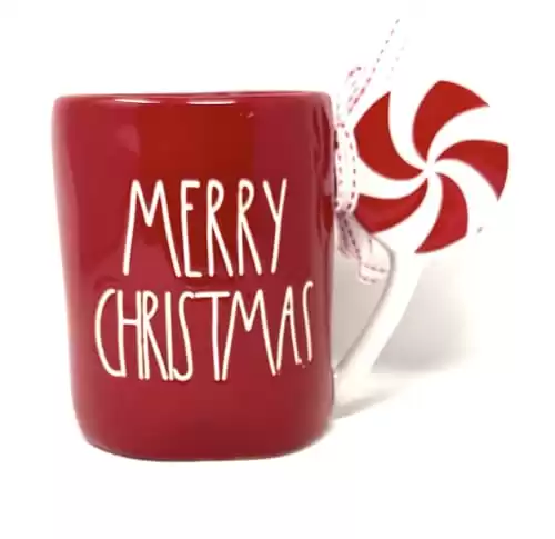 Rae Dunn by Magenta Christmas Winter Coffee Mug - Merry Christmas Designs (Merry Christmas - Peppermint Handle)