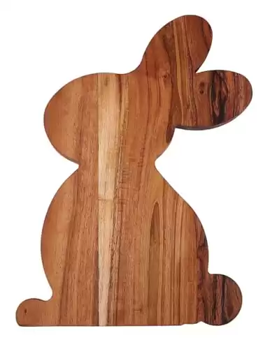 Affinity Decor Bunny Shaped Wood Serving Board, Wood Cutting Board for Kitchen, Wooden Charcuterie Boards, Funny Serving Platter for Cheese and Food, 14.3" x 10.5"