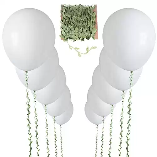 10 Pieces 36 Inch White Balloons Giant Balloon with 65ft Artificial Vines for Wedding Birthday and Event Decorations (White)