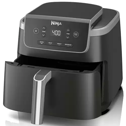 Ninja Air Fryer Pro 4-in-1 with 5 QT Capacity, Air Fry, Roast, Reheat, Dehydrate, Air Crisp Technology with 400F for hot, crispy results in just minutes, Nonstick Basket & Crisper Plate, Grey, AF1...