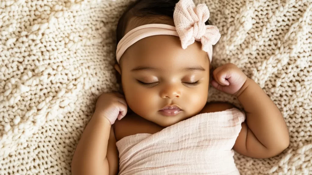 dark-skinned sweet baby girl asleep, baby girl names