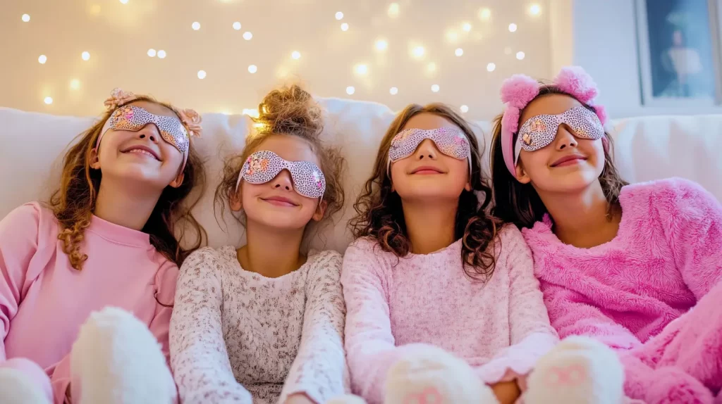 sleepover party masks four girls