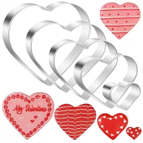 Heart Cookie Cutter Set - 5 Piece - 4.57" 3.86" 2.95" 1.97 1.38" - Stainless Steel