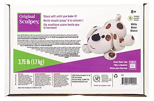 Original Sculpey White, Non Toxic, Polymer clay, Oven Bake Clay, 3.75 pounds