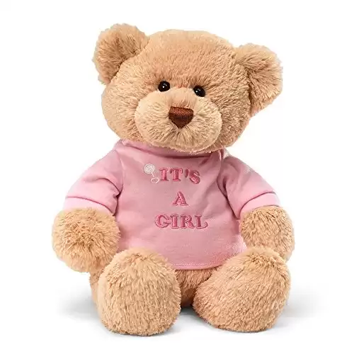 GUND It s a Girl T-Shirt Teddy Bear Stuffed Animal Plush in Pink, 12 , Tan