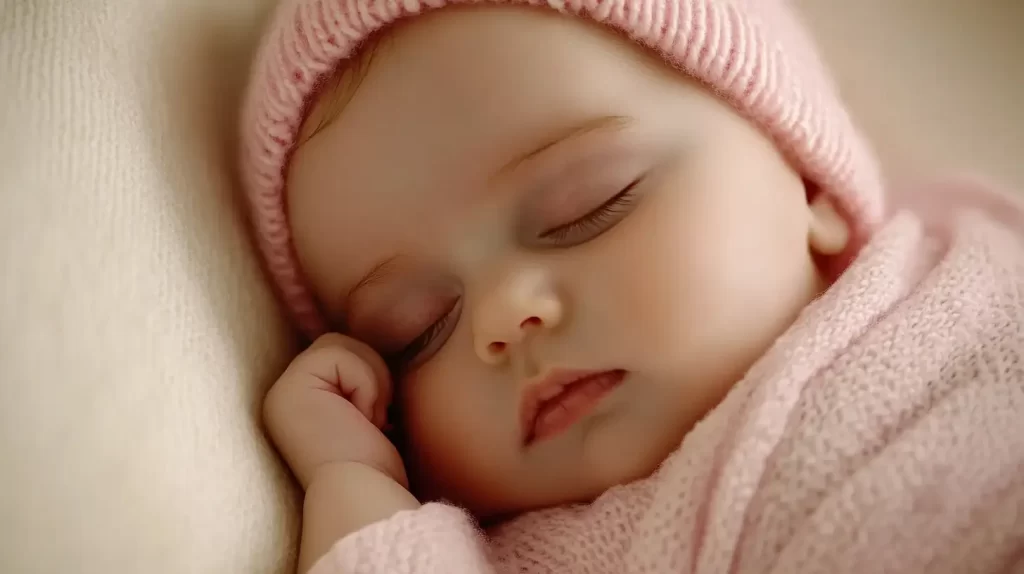 baby girl sleeping at night wearing pink