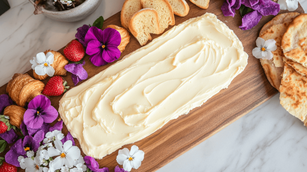 basic butter board with flowers