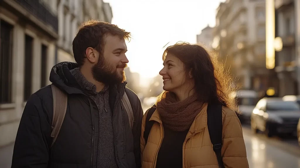 couple smiling at one another