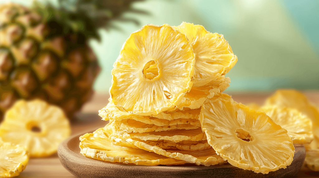 stack of dehydrated pineapple rings